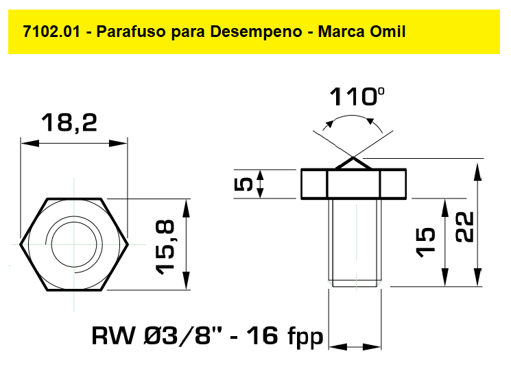 Parafuso para Desempeno - Omil - Cód. 7102.01